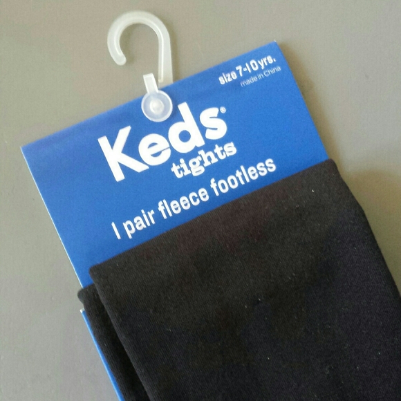 NWT Keds Girls Black Fleece Footless Tights M 7-10 Yrs - Picture 4 of 7